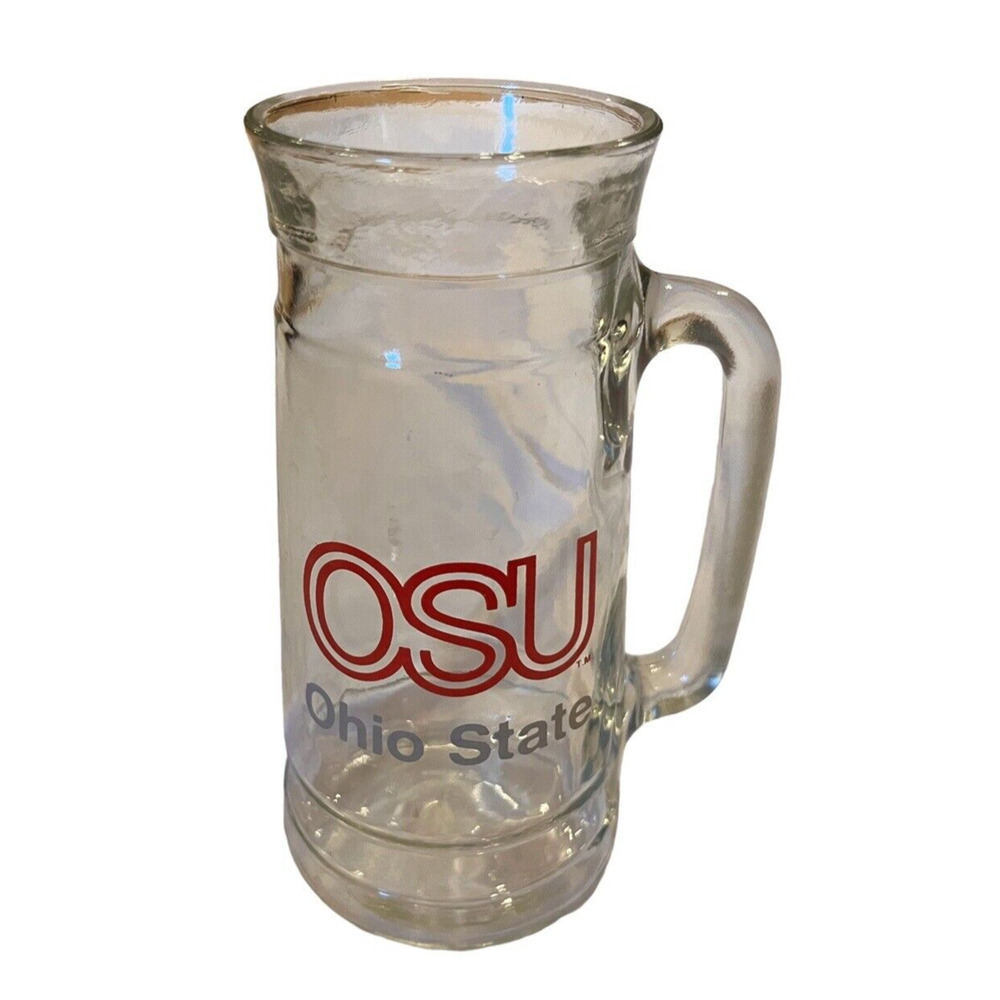 Ohio State University OSU Glass Beer Mug Vintage 18+ oz Cool Shape!
